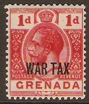Grenada 1916 1d Red "WAR TAX". SG111.