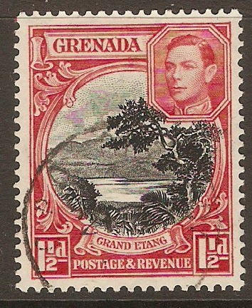 Grenada 1938 1d Black and scarlet. SG155a.