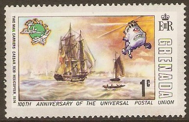 Grenada 1974 1c UPU Centenary Series. SG629.
