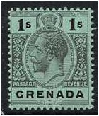 Grenada 1913 1s. Black on Green Paper. SG98.