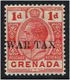 Grenada 1916 1d. Red optd. "WAR TAX". SG109.