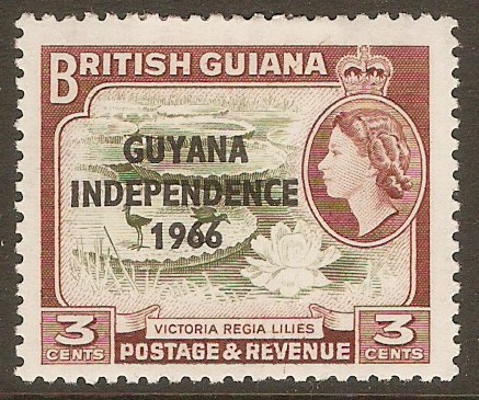 Guyana 1966 3c Brown-olive and red-brown. SG379.