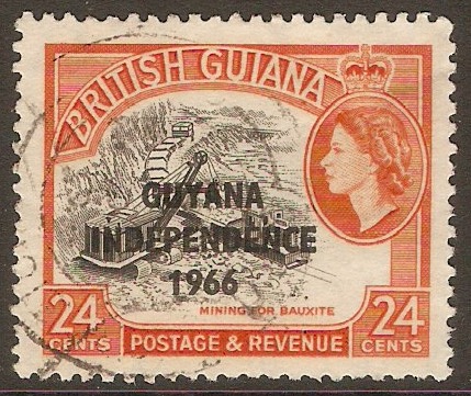 Guyana 1966 24c Black and bright orange. SG392.