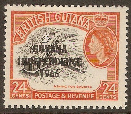 Guyana 1966 24c Black and bright orange. SG392.