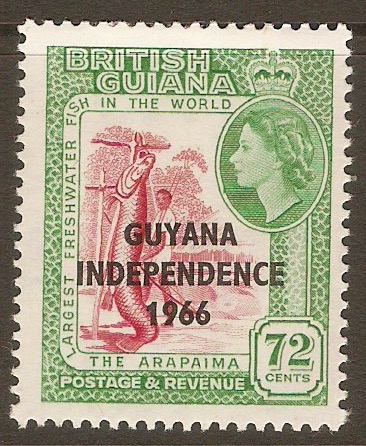 Guyana 1966 72c Carmine and emerald. SG395.