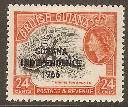 Guyana 1966 24c Black and bright orange. SG403.