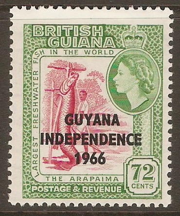 Guyana 1966 72c Carmine and emerald. SG406.