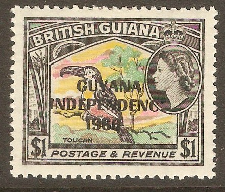 Guyana 1967 $1 Pink, yellow, green and black. SG439.