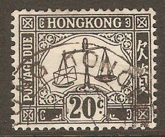 Hong Kong 1938 20c Black - Postage Due stamp. SGD11.