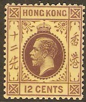 Hong Kong 1921 12c Purple on yellow. SG124b.