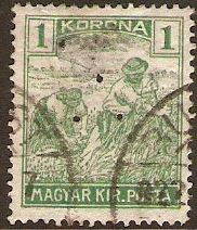 Hungary 1920 1k Bright green. SG378.