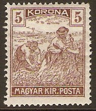 Hungary 1920 5k Brown - Harvesters Series. SG385.
