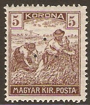 Hungary 1920 5k Brown. SG385.