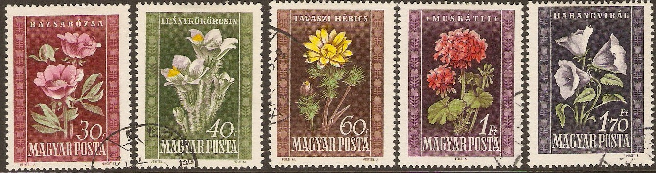 Hungary 1950 Flowers Set. SG1124-SG1128.
