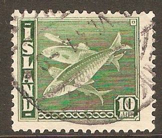 Iceland 1939 10a Green - Atlantic Cod series. SG247.