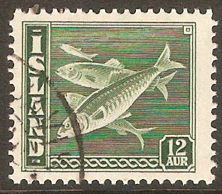 Iceland 1939 12a Green - Atlantic Cod series. SG249.