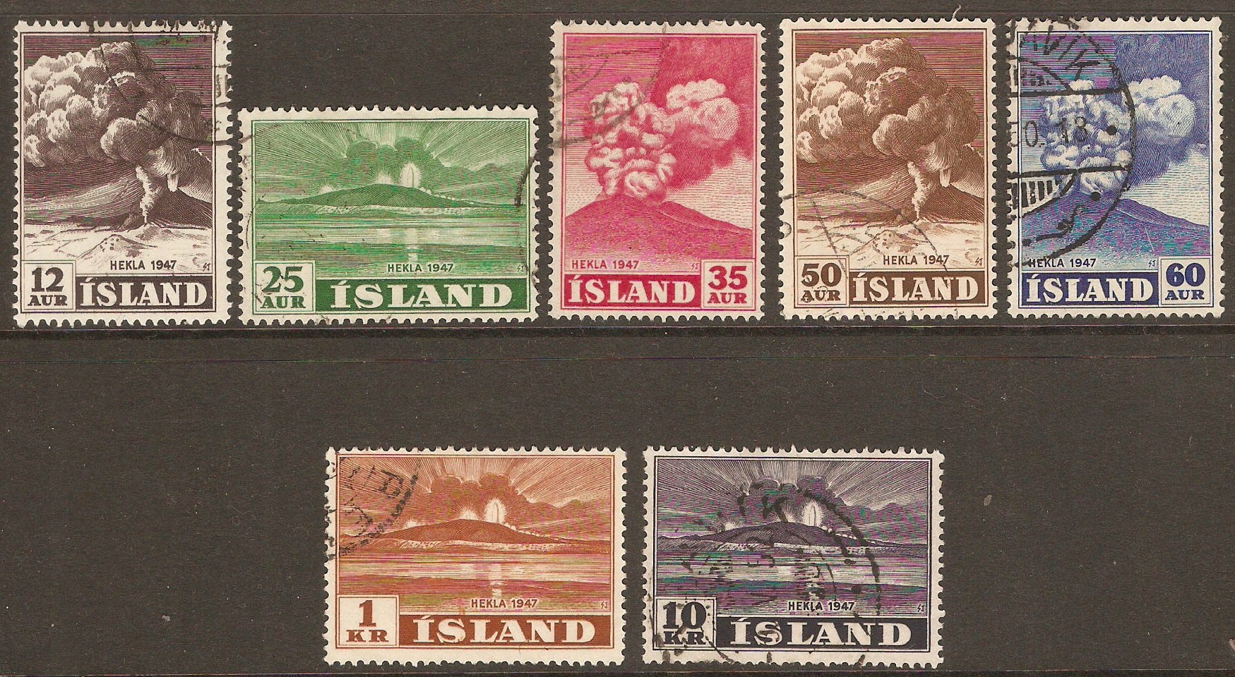 Iceland 1947 Mount Hekla Set. SG280-SG286.