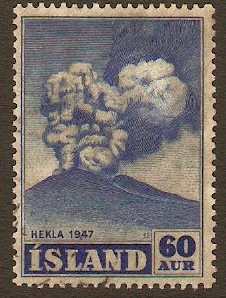 Iceland 1948 60a blue "HEKLA 1947". SG284.