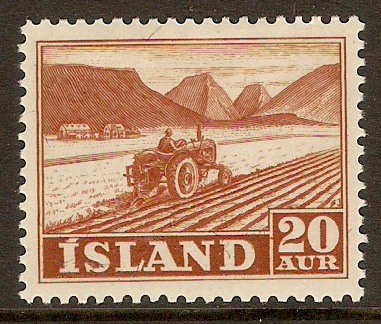 Iceland 1950 20a Chestnut. SG298.