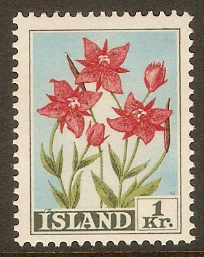 Iceland 1958 1k Flowers series. SG353.