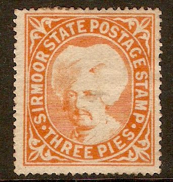 Sirmoor 1885 3p Orange. SG6.