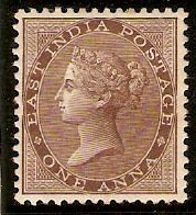 India 1865 1a Deep brown. SG59.