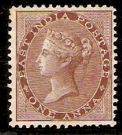 India 1865 1a Chocolate. SG60.