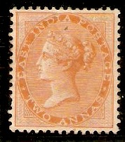 India 1865 2a Orange. SG62.