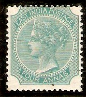 India 1866 4a Green (Die I). SG69.