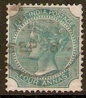 India 1866 4a Deep green - Die 1. SG70.
