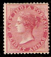 India 1868 8a Rose (Die II). SG73.