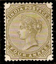 India 1882 4a Slate-green. SG96.