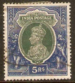 India 1937 5r Green and blue. SG261.
