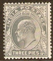 India 1902 3p Grey. SG119.