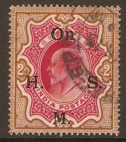 India 1909 2r Carmine & yellow-brown - Official. SGO68.