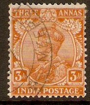 India 1911 3a Orange. SG172.