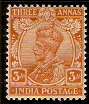 India 1911 3a Orange. SG172