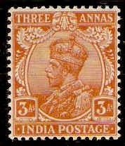 India 1911 3a Dull orange. SG173