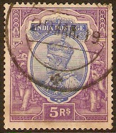India 1911 5r Ultramarine and violet. SG188.