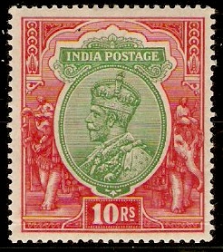 India 1911 10r Green and scarlet. SG189