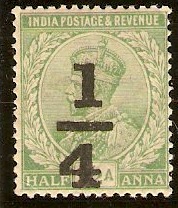 India 1922 a on a Bright green. SG195