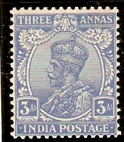India 1926 3a Ultramarine. SG208.
