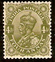 India 1926 4a Sage-green. SG211.