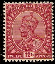 India 1926 12a Claret. SG213.