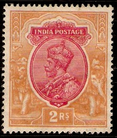India 1926 2r Carmine and orange. SG215.