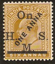 India 1926 1a on 6a Olive-bistre. SGO105.