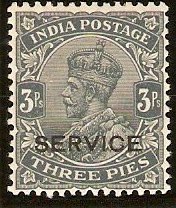 India 1926 3p Slate. SGO109.