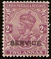 India 1926 2a Purple. SGO112.