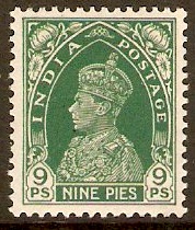 India 1937 9p Green. SG249.