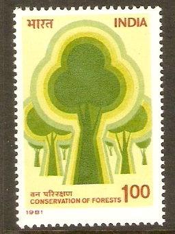 India 1981 1r Forest Conservation Stamp. SG1008.